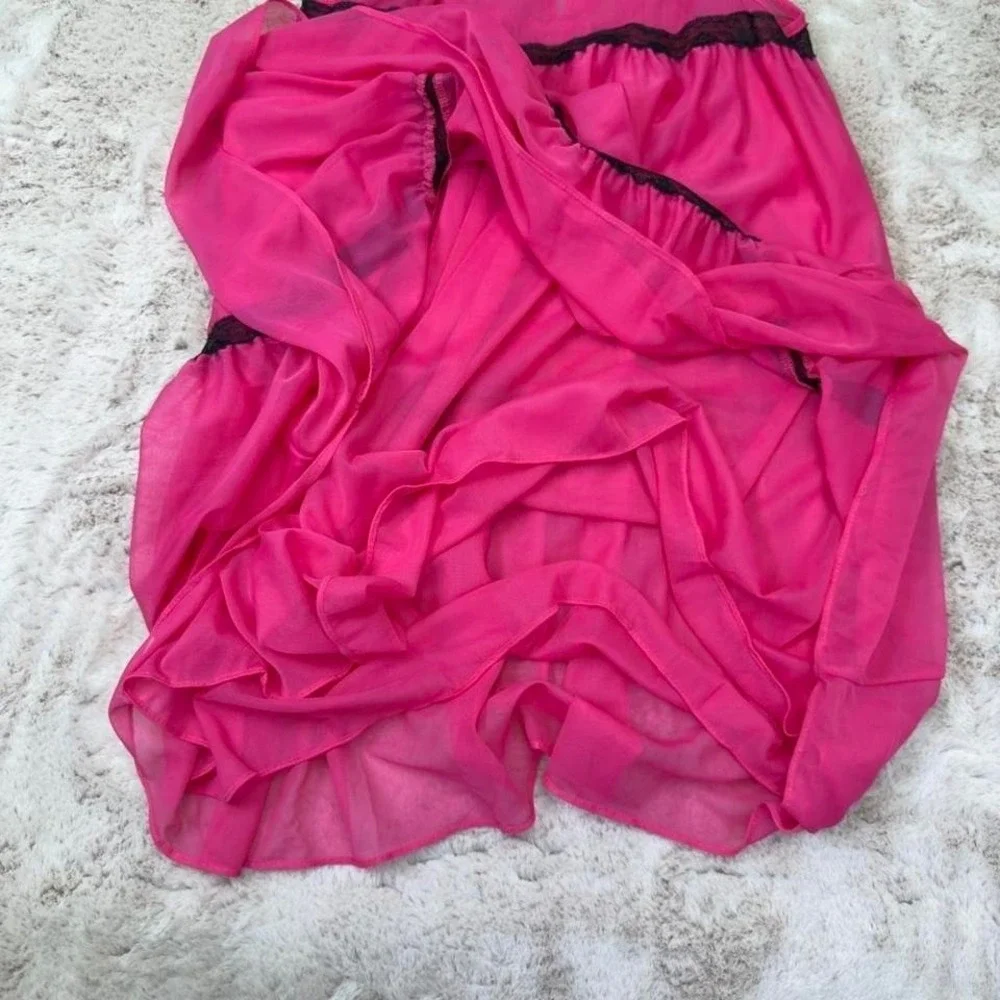 Betsey‎ Johnson hot pink sheer lace babydoll slip